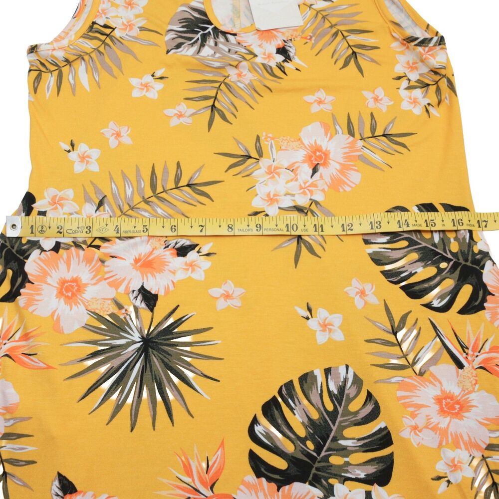 ACTCAT Women's Yellow Tropical Floral Sleeveless Keyhole Knit Midi Dress Size M - Picture 5 of 8